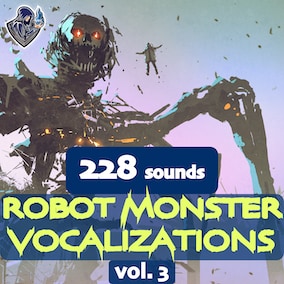 Robot Monster Vocalizations sound package with 228 high-quality monster sound effects, including battle, pain and neutral vocalizations, ready for use in game scenes, animations and trailers.