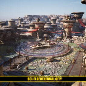 A science fiction geothermal city