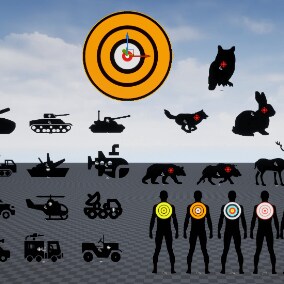 Build your own shooting range in UE. Kit includes interactive target blueprints with customization options, sprite assets, and gameplay framework. Easily create shooting galleries, target practices, gun ranges, and other shooting mechanics.
