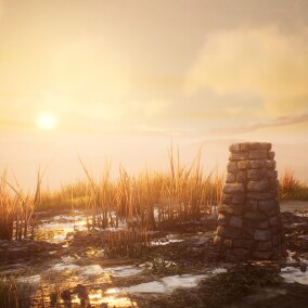 A mountain landscape featuring nanite photoscanned rocks and foliage meshes suitable AAA quality pack.