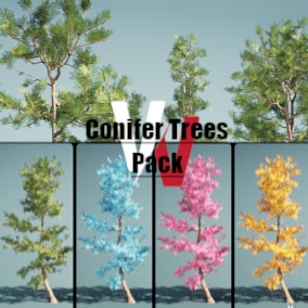 Pack Conifer Trees Collection with LODs + Wind Leaves + Sway Body