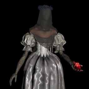 Animated gothic character with epic skeleton.