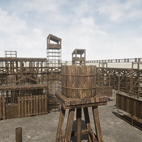 Modular lowpoly wooden structures.